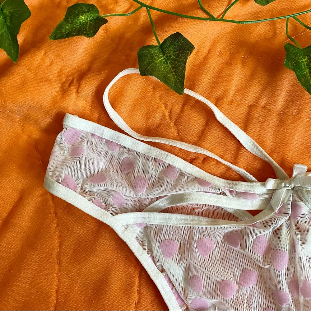 sexy white mesh valentine heart lingerie panties